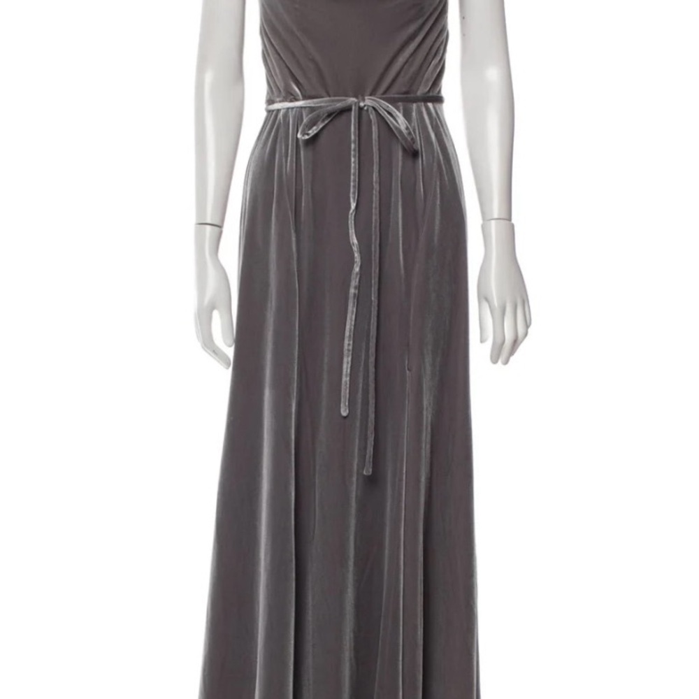 Marchesa Charcoal Velvet Maxi Dress